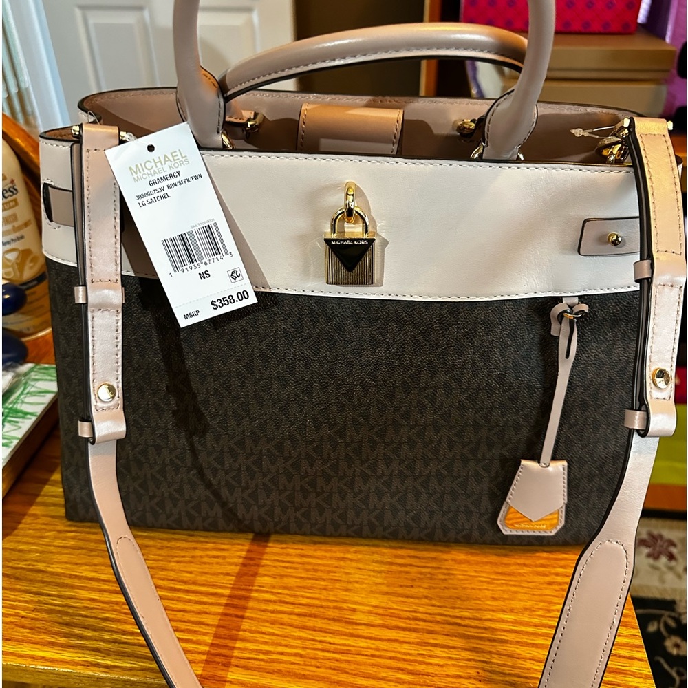 Michael Kors ❤️ Gramercy Large Satchel Handbag - Brown/soft pink/fawn NWT